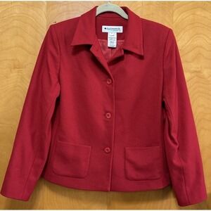 Appleseeds Jacket Womens 100% Virgin Wool Coat Button Front Blazer Lined Red 6